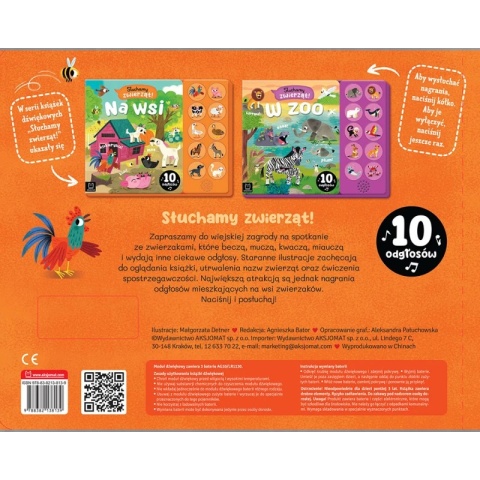 Książka dla dzieci Słuchamy zwierząt! Na wsi. 10 odgłosów Książeczka z dźwiękami