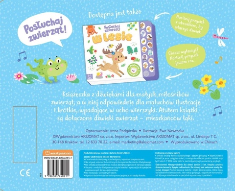 Książka dla dzieci Posłuchaj zwierząt! Na łące Książeczka z dźwiękami