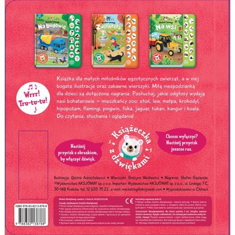 Książka dla dzieci Słucham i poznaję. W zoo. Książeczka z dźwiękami