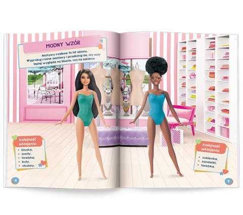 Książki Barbie Brokatowe Ubieranki Naklejanki dla dzieci naklejki wiek 4+