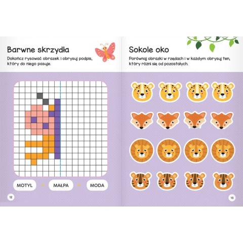 Łamigłówki przedszkolaka z tygryskiem od 5 lat Krzyżówki, labirynty