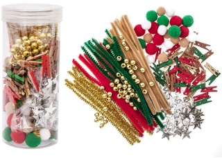 Świąteczny zestaw kreatywny druciki kreatywne pompony koraliki spinacze gwiazdki