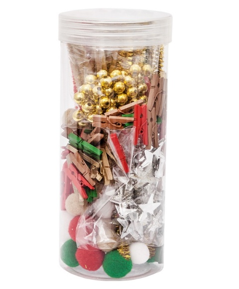 Świąteczny zestaw kreatywny druciki kreatywne pompony koraliki spinacze gwiazdki