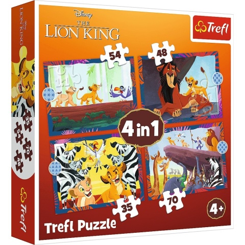 Odważny Król lew Simba 4W1Trefl Puzzle 207 EL układanki 35 48 54 70 34653