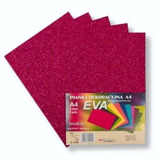 Pianka brokatowa biodegradowalna malinowy różowy BGLE-003 A4 2mm 5 arkuszy