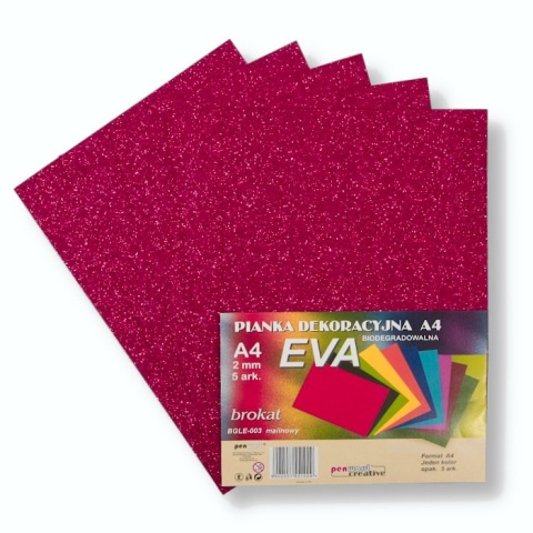 Pianka brokatowa biodegradowalna malinowy różowy BGLE-003 A4 2mm 5 arkuszy