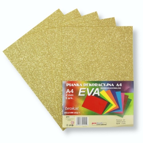 Pianka brokatowa biodegradowalna złoty BGLE-006 A4 2 mm 5 arkuszy