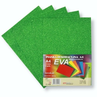Pianka brokatowa biodegradowalna zielony BGLE-013 A4 2 mm 5 arkuszy