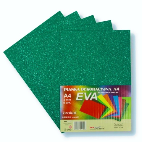 Pianka brokatowa biodegradowalna zielony morski BGLE-015 A4 2 mm 5 arkuszy