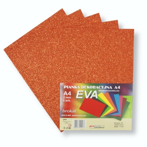 Pianka brokatowa biodegradowalna pomarańczowy miedziany BGLE-004 A4 2 mm 5 arkuszy