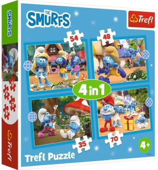 Smerfy Trefl Puzzle Wioska Smerfów 4W1 35+48+54+70 el 34656