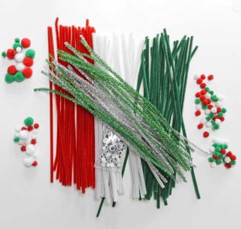 Świąteczny zestaw kreatywny druciki kreatywne pompony oczka 299 el