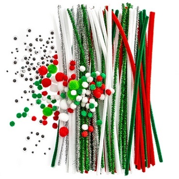 Świąteczny zestaw kreatywny druciki kreatywne pompony oczka 299 el