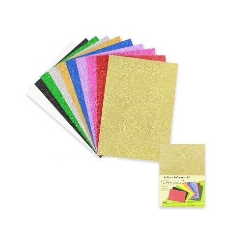 Tektura gładka brokatowa mix kolor A4 10 arkuszy
