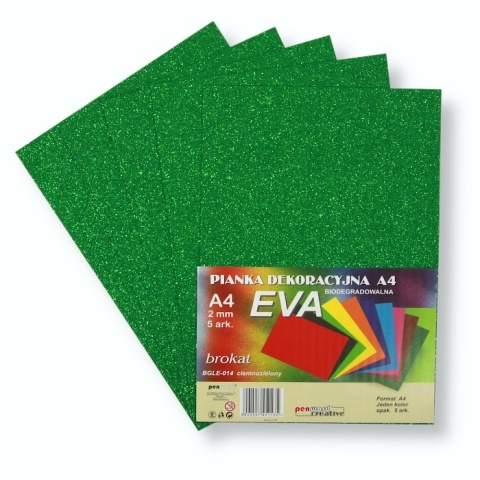 Pianka brokatowa biodegradowalna ciemnozielony BGLE-014 A4 2mm 5 arkuszy