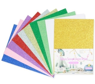 Tektura samoprzylepna brokatowa gładka mix kolorów A4 10 arkuszy