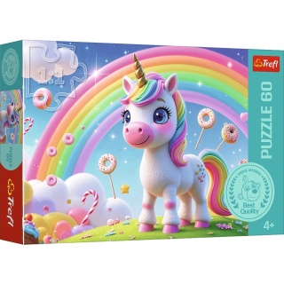 Cukierkowy świat jednorożec unicorn Puzzle 60 EL Trefl 17416