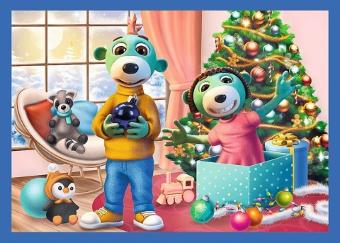 U Treflików pada śnieg zima bałwan choinka 4W1 Trefl Puzzle 71 EL 34657