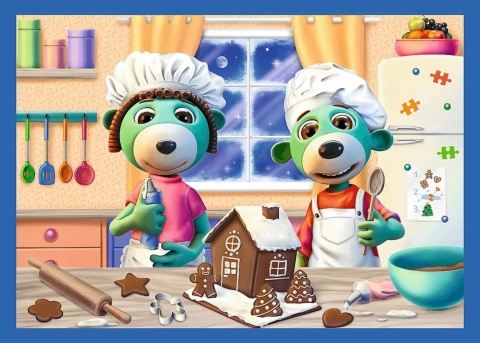 U Treflików pada śnieg zima bałwan choinka 4W1 Trefl Puzzle 71 EL 34657