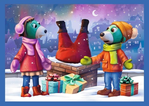 U Treflików pada śnieg zima bałwan choinka 4W1 Trefl Puzzle 71 EL 34657