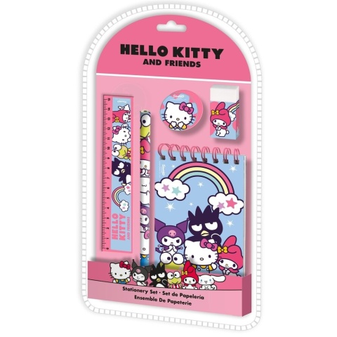 Zestaw przyborów do pisania linijka ołówek notes gumka 5 el Hello Kitty