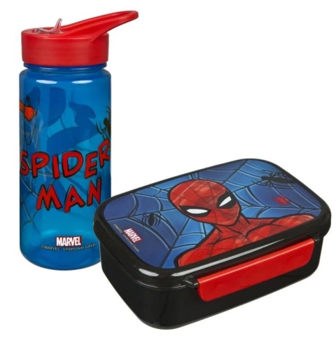 Bidon na wodę 500ml + śniadaniówka z przegródkami SPIDERMAN w pudełku prezentowym