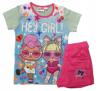 Komplet dziecięcy letni spodenki koszulka LOL t-shirt piżama dziecięca 128