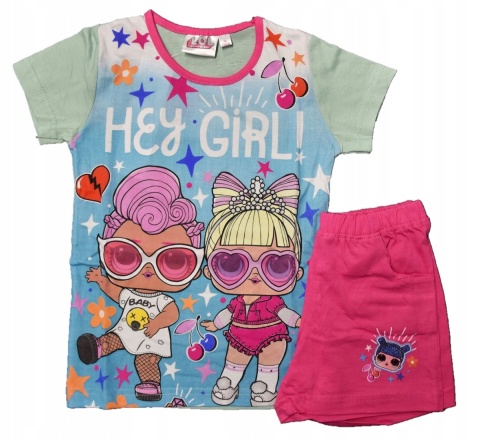 Komplet dziecięcy letni spodenki koszulka LOL t-shirt piżama dziecięca 128