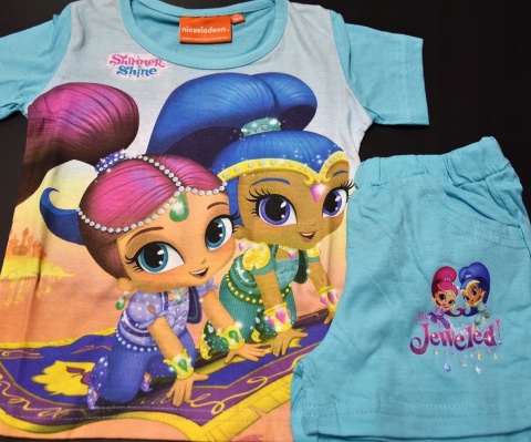 Komplet dziecięcy letni spodenki koszulka SHIMMER SHINE t-shirt piżama 122