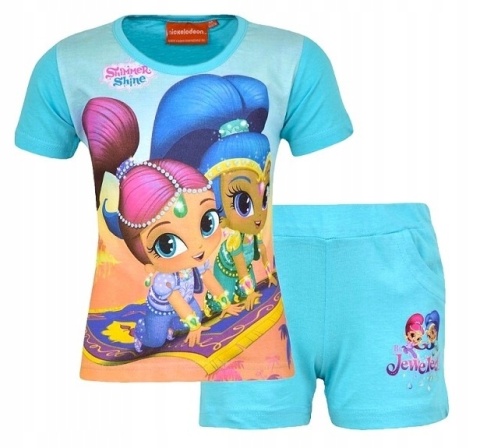 Komplet dziecięcy letni spodenki koszulka SHIMMER SHINE t-shirt piżama 128