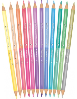Kredki ołówkowe pastelowe 24 kol dwustronne okrągłe 12/24 Colorino