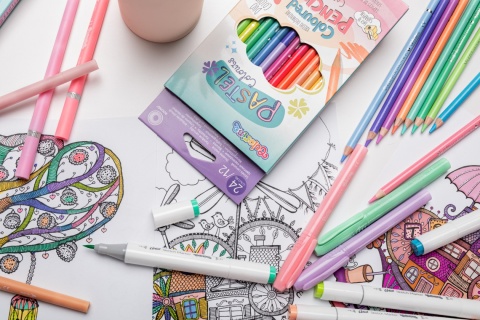 Kredki ołówkowe pastelowe 24 kol dwustronne okrągłe 12/24 Colorino