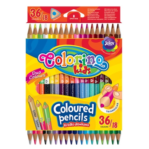 Kredki ołówkowe 36 kolorów złota srebrna fluo trójkątne Colorino 36/18