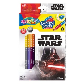 Kredki ołówkowe dwustronne trójkątne 24 kolory STAR WARS Gwiezdne Wojny