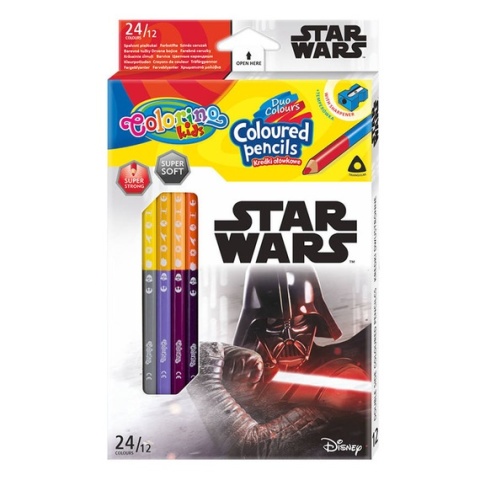 Kredki ołówkowe dwustronne trójkątne 24 kolory STAR WARS Gwiezdne Wojny