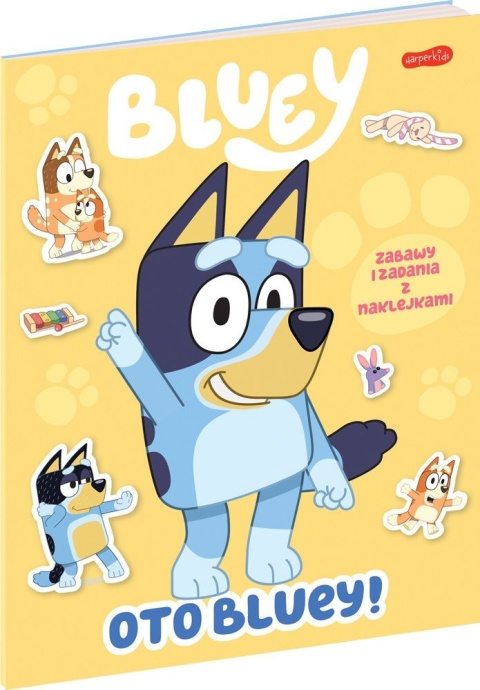 Oto Bluey ! kolorowanka rebusy zabawy i zadania z naklejkami Blue