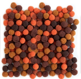 Pompony poliestrowe 1cm mix brązowy, pomarańczowy 120 szt., Dp Craft