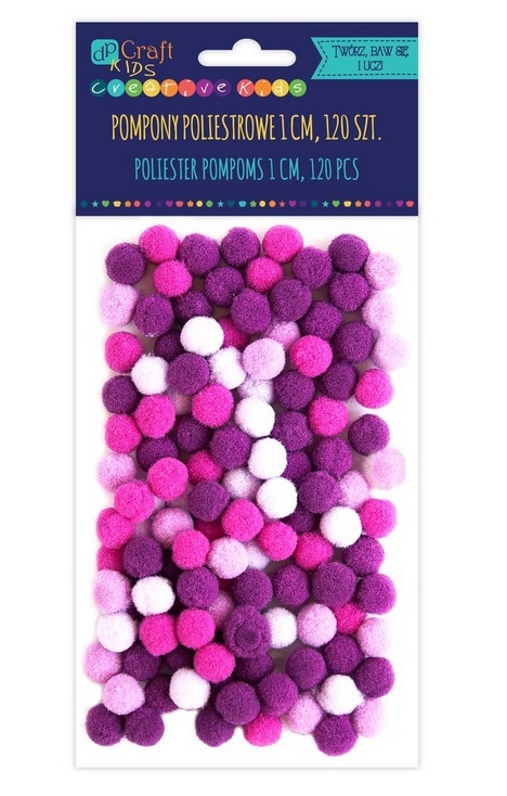 Pompony poliestrowe 1cm mix fioletowy 120 szt., Dp Craft