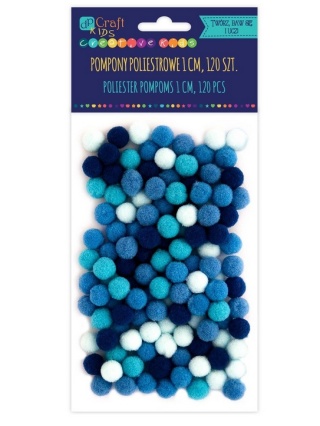 Pompony poliestrowe 1cm mix niebieskie, granatowe, białe 120 szt., Dp Craft