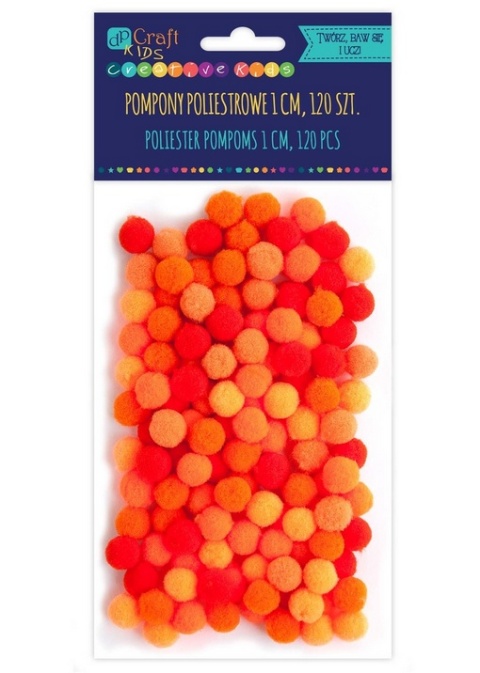 Pompony poliestrowe 1cm mix pomarańczowy 120 szt., Dp Craft