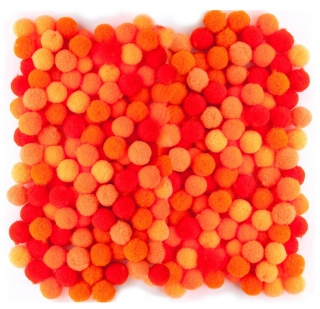 Pompony poliestrowe 1cm mix pomarańczowy 120 szt., Dp Craft