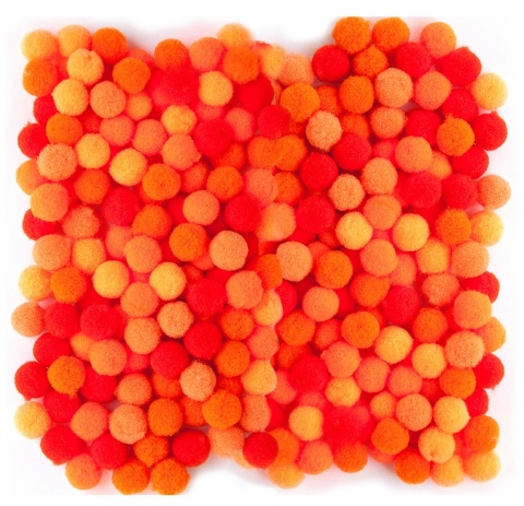 Pompony poliestrowe 1cm mix pomarańczowy 120 szt., Dp Craft