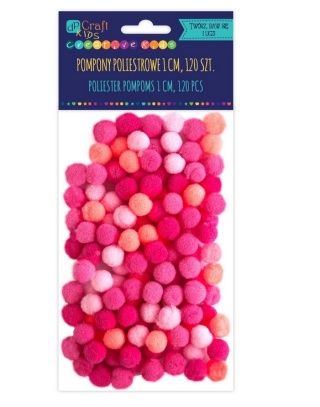 Pompony poliestrowe 1cm mix różowy 120 szt., Dp Craft