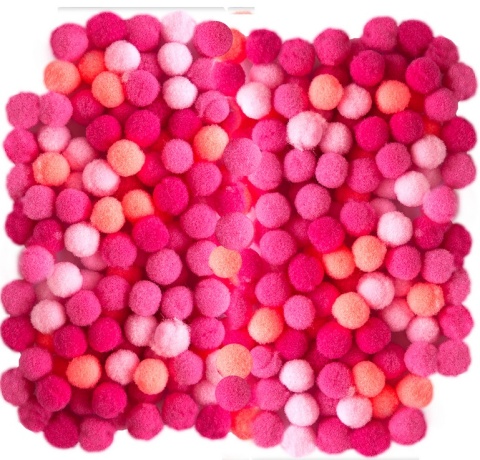 Pompony poliestrowe 1cm mix różowy 120 szt., Dp Craft