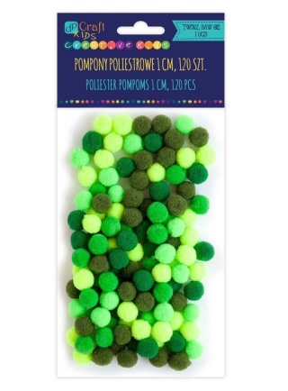 Pompony poliestrowe 1cm mix zielony 120 szt., Dp Craft