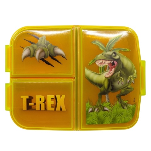 ŚNIADANIÓWKA z przegródkami trzykomorowa lunch box T-REX Dinozaur