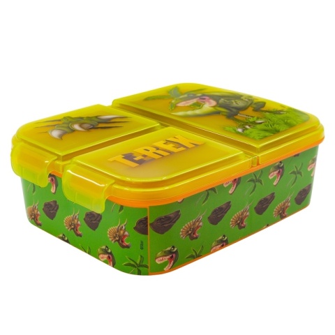 ŚNIADANIÓWKA z przegródkami trzykomorowa lunch box T-REX Dinozaur
