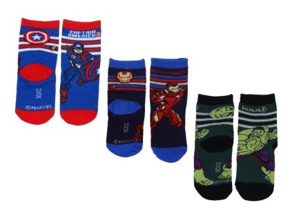 Skarpetki skarpety dziecięce Avengers Hulk Iron Man bawełniane 3-pak 23-26