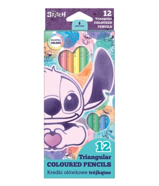 Stich kredki ołówkowe trójkątne 12 kolorów Lilo i Stitch pastel