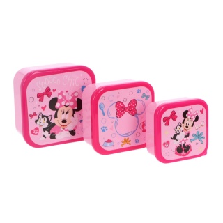 Zestaw 5 el bidon na wodę + śniadaniówka + pudełka na przekąski Myszka Minnie w pudełku prezentowym